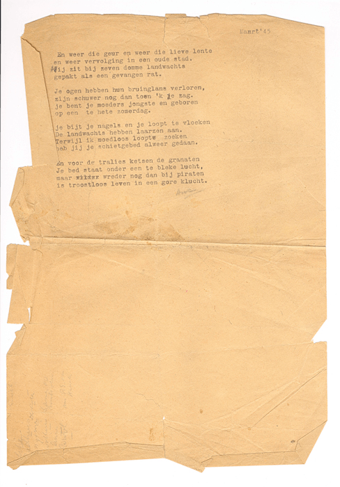 1945. Typoscript van gedicht